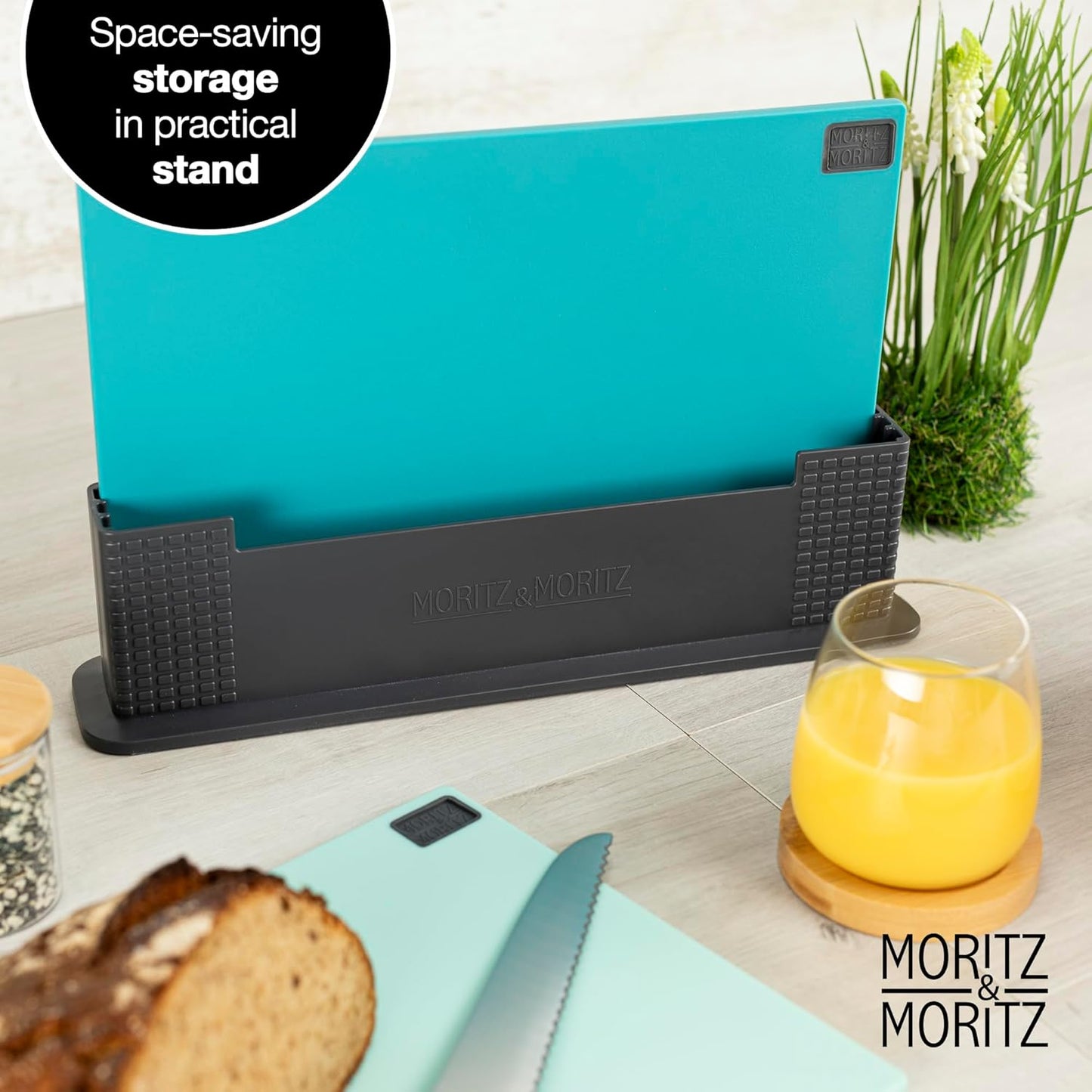 Chopping Board Set with Stand – 32x22cm Colorful, Large & Dishwasher Safe