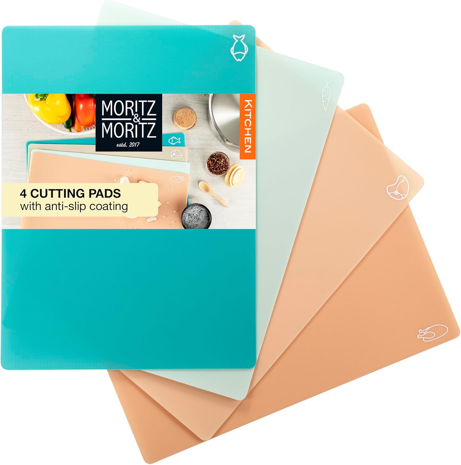 4-Pack Flexible Kitchen Cutting Mats | Color-Coded, Food-Safe & Durable
