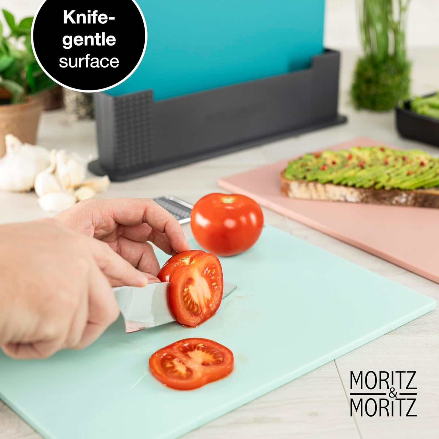 Chopping Board Set with Stand – 32x22cm Colorful, Large & Dishwasher Safe