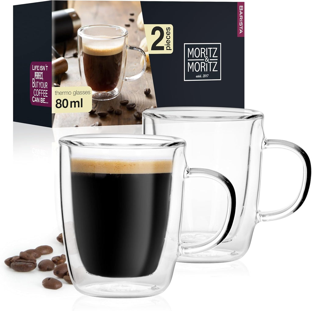 Barista Double-Walled Coffee Glasses 2 x 2.7 oz | Espresso, Tea & Desserts