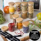 12-Piece Spice Jar Set – 4.2oz Glass Jars with Airtight Bamboo Lids & Labels