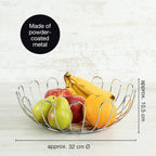 Silver Metal Fruit Bowl 35cm – Modern Wire Basket for Fruit, Vegetables & Bread