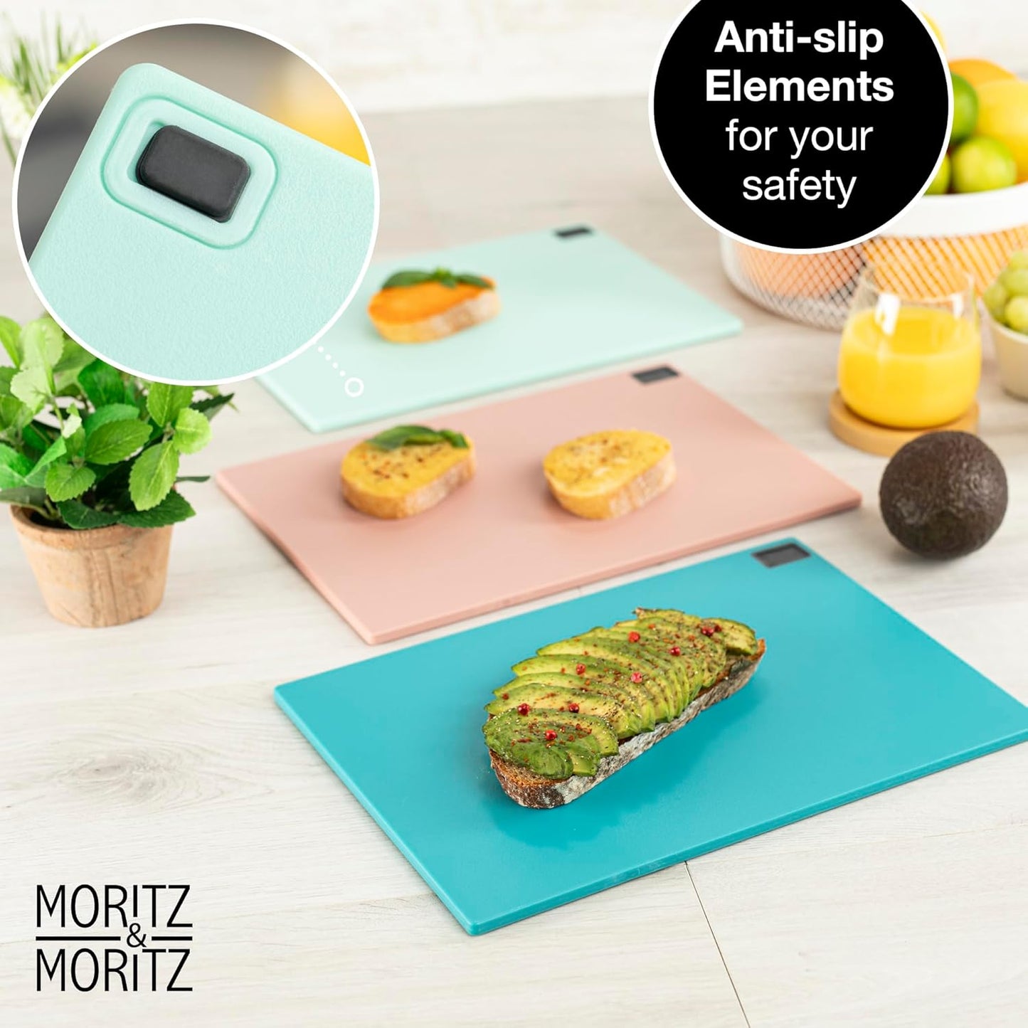Chopping Board Set with Stand – 32x22cm Colorful, Large & Dishwasher Safe