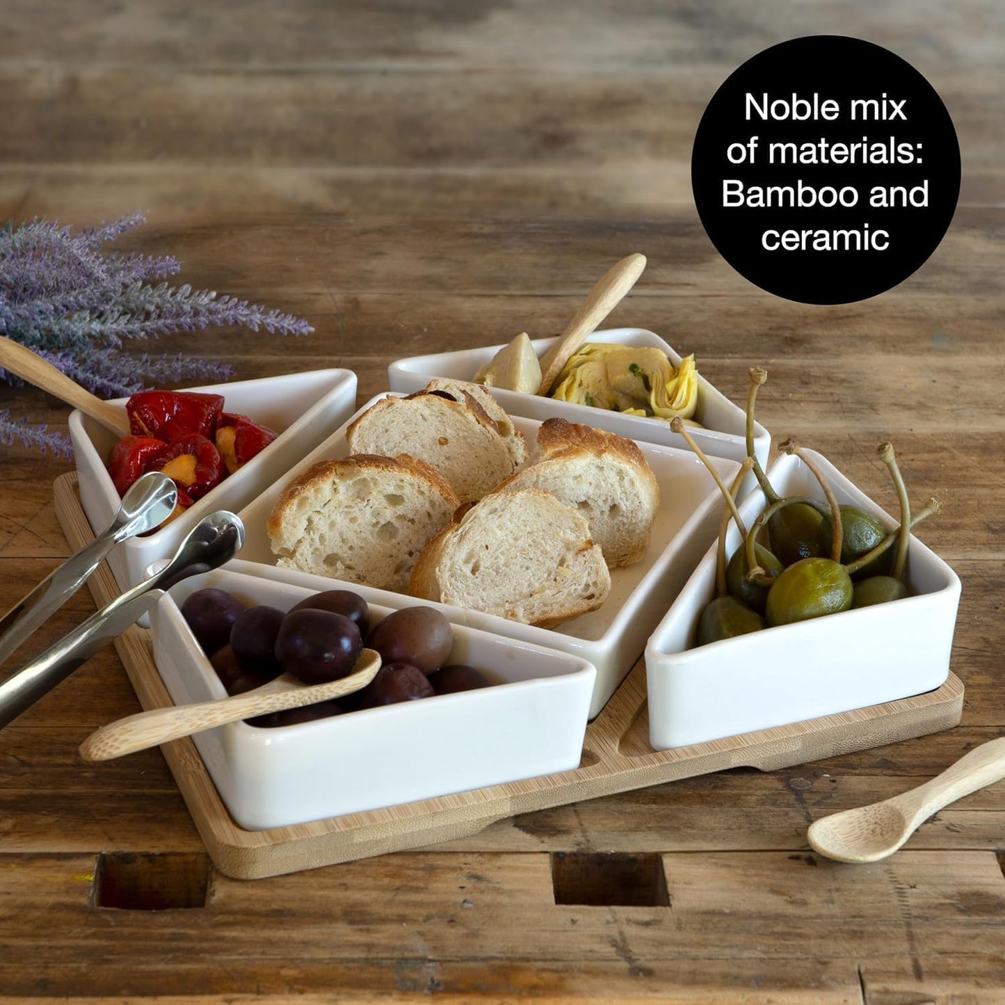 11-Piece Lavender Serving Set – Bowls, Tray & Tongs for Snacks & Appetizers