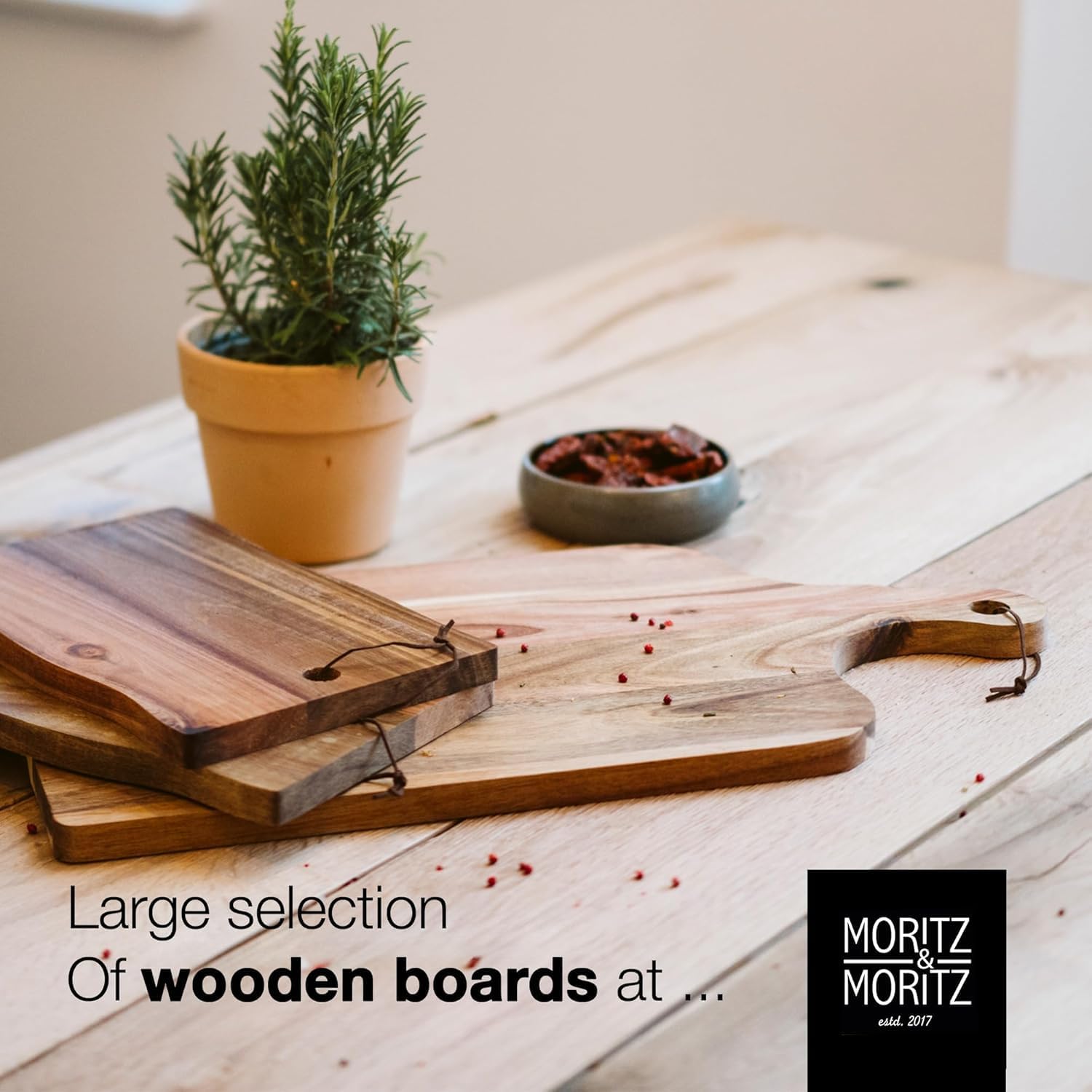 Large Acacia Wood Serving Board with Handle | 23"x13" Charcuterie & Cutting Board