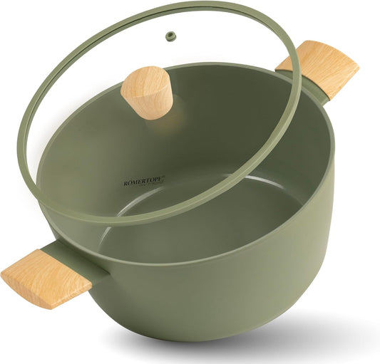 10.5" & 9.5" Non Stick Cooking Pot with Lid – 5.3QT & 4.2QT Ceramic, Induction, PFOA Free