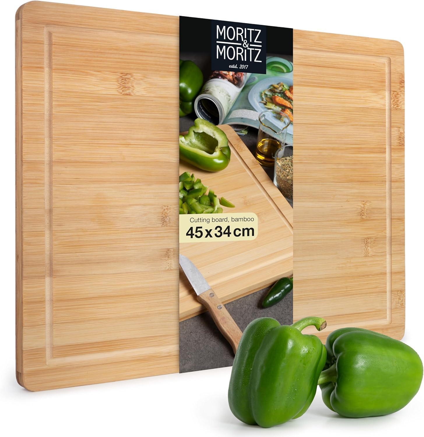 XXL Bamboo Cutting & Serving Board | Large Wooden Chopping Board with Juice Groove