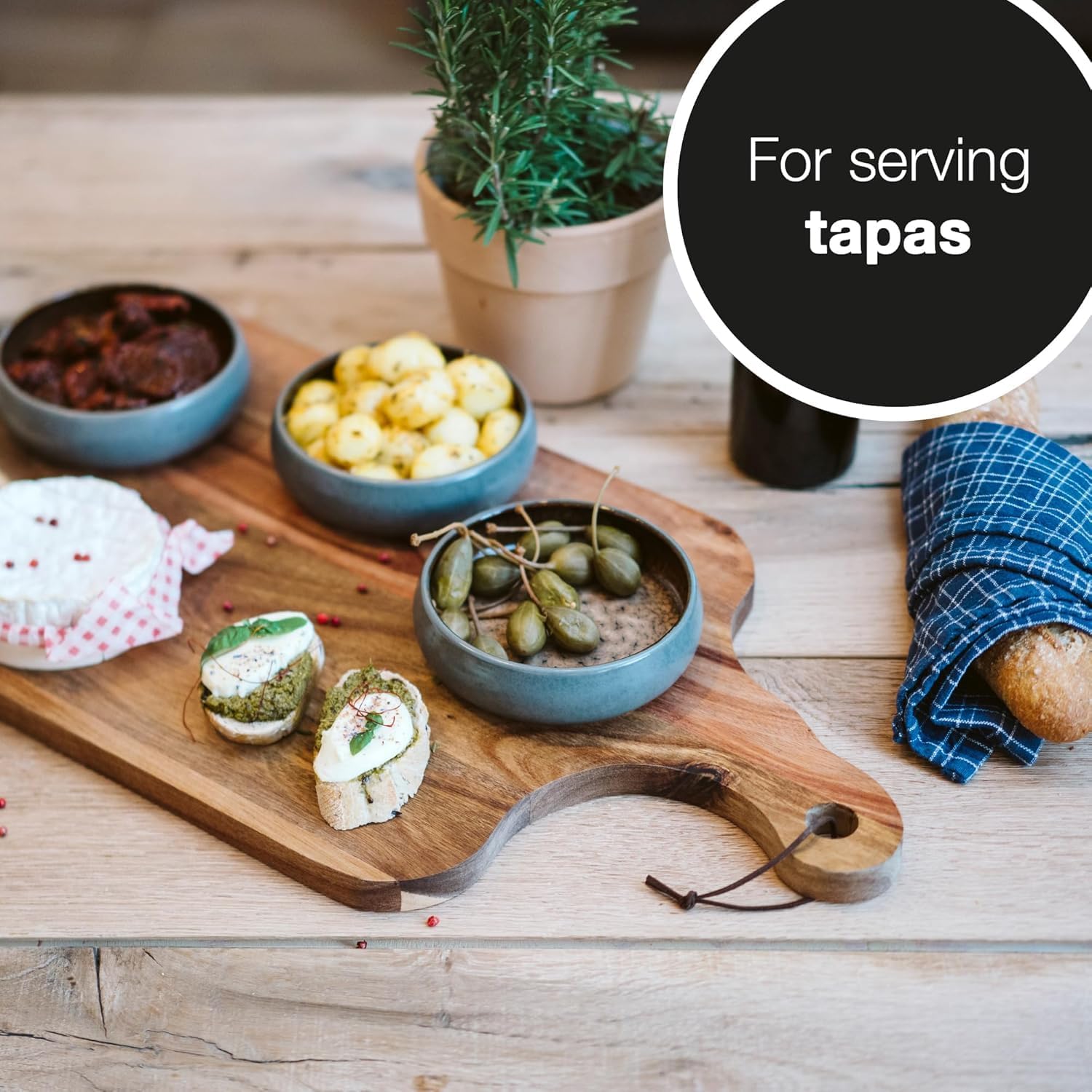 Large Acacia Wood Serving Board with Handle | 23"x13" Charcuterie & Cutting Board