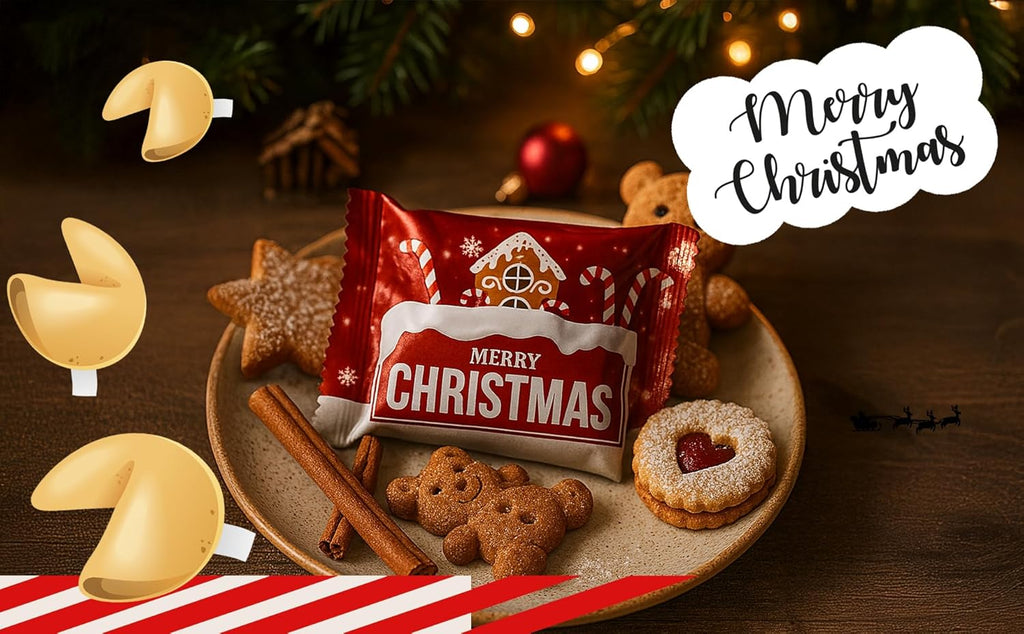 Christmas Gingerbread Fortune Cookies – Holiday Treats (12 Pack)