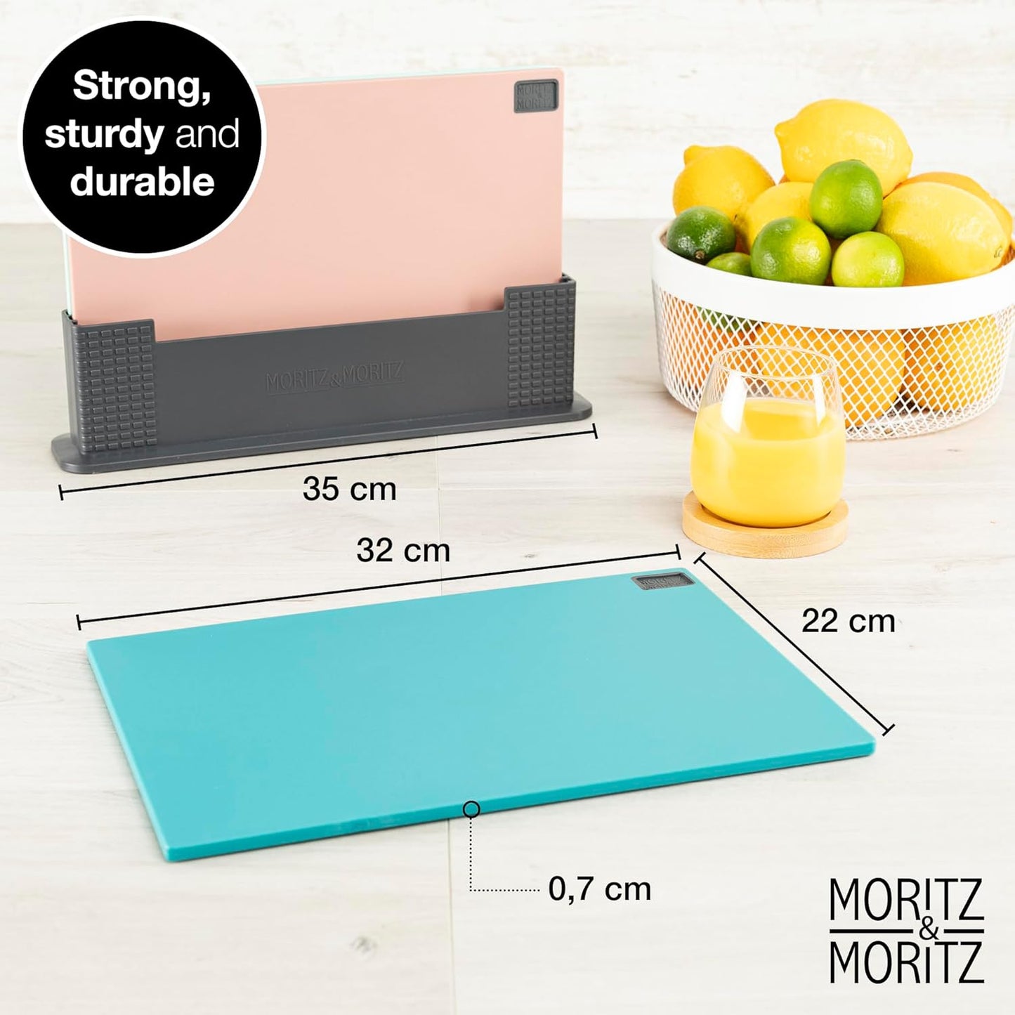 Chopping Board Set with Stand – 32x22cm Colorful, Large & Dishwasher Safe