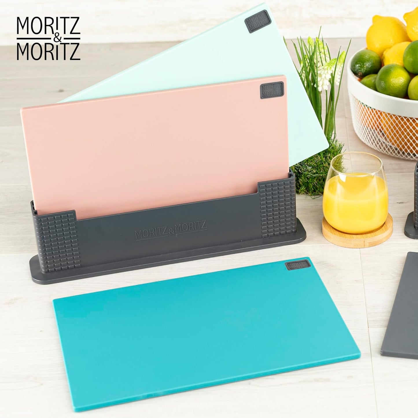 Chopping Board Set with Stand – 32x22cm Colorful, Large & Dishwasher Safe