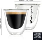 Double Wall Espresso Cups 2.5oz Set of 6 – Insulated Glass Mugs