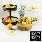 2-Tier White Metal Fruit Cake Stand with Citrus Zester | Bread & Dessert Display