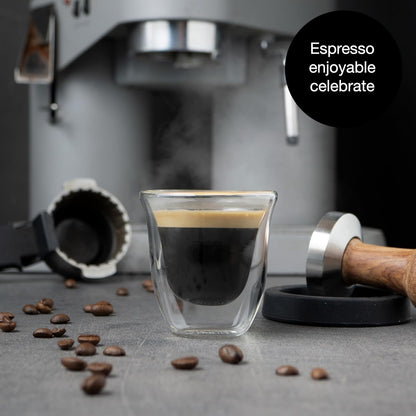 Double Wall Espresso Cups 2.5oz Set of 6 – Insulated Glass Mugs