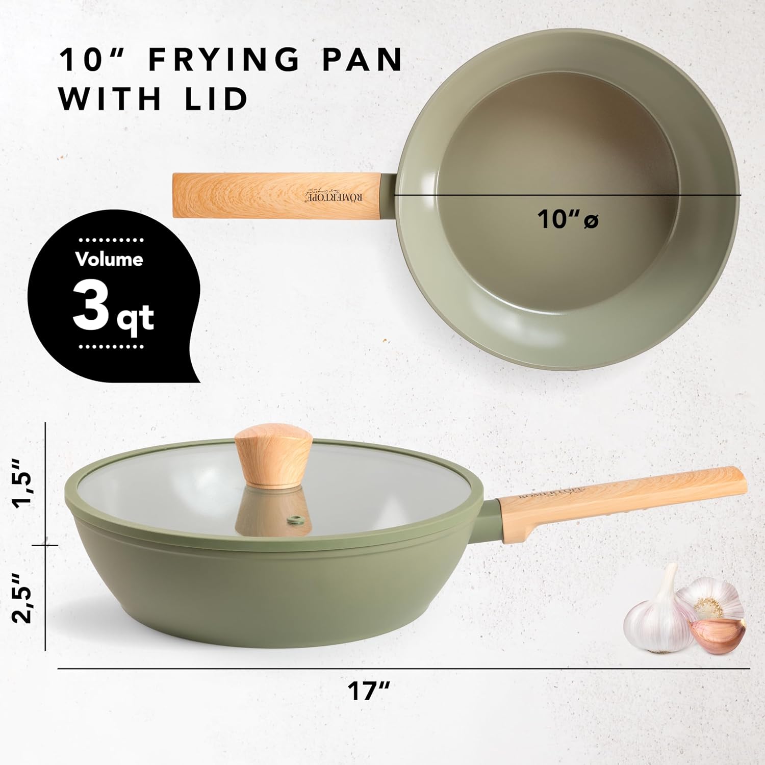 10" Nonstick Skillet with Lid – 3QT