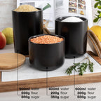 Set of 3 Ceramic Storage Jars 400–900ml – Black with Writable Surface & Lids