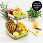 2-Tier Modern Gold Metal Fruit Cake Stand Display Bowl for Fruit, Bread, Vegetables