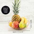 Rose Gold Fruit Bowl 27.5cm – Modern Metal Basket for Fruits, Bread, Veggies & Decor