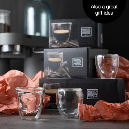 Double Wall Espresso Cups 2.5oz Set of 6 – Insulated Glass Mugs
