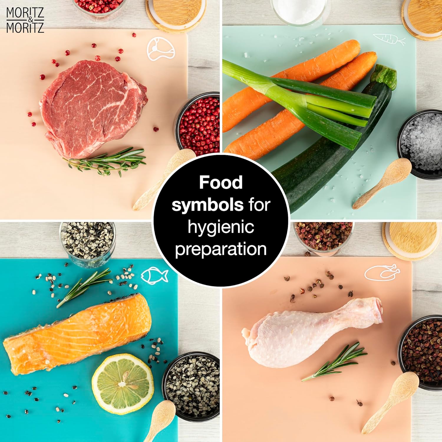 4-Pack Flexible Kitchen Cutting Mats | Color-Coded, Food-Safe & Durable