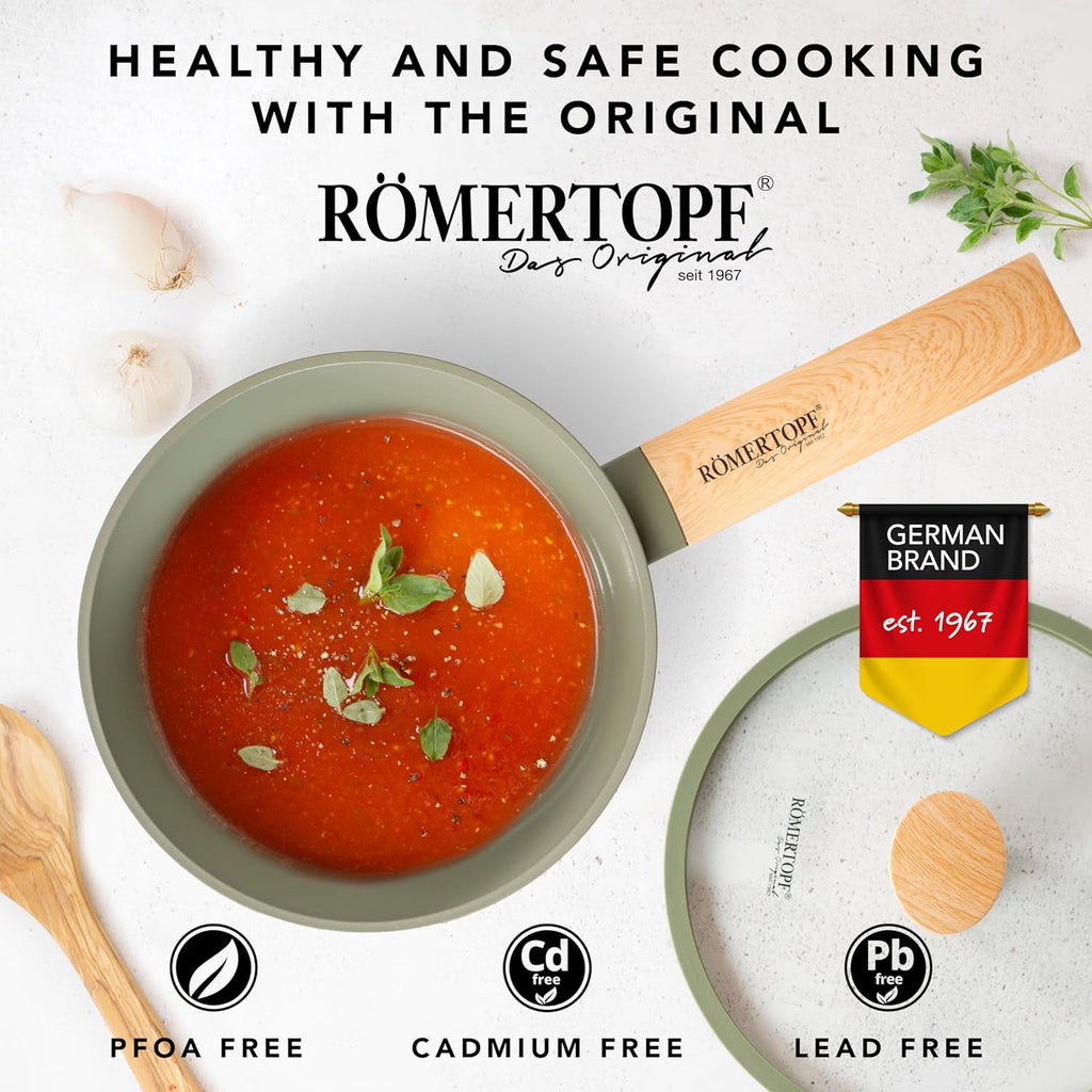7" & 8" Ceramic Small Saucepan with Lid – 1.8QT & 2.5QT, Nonstick, Handwash