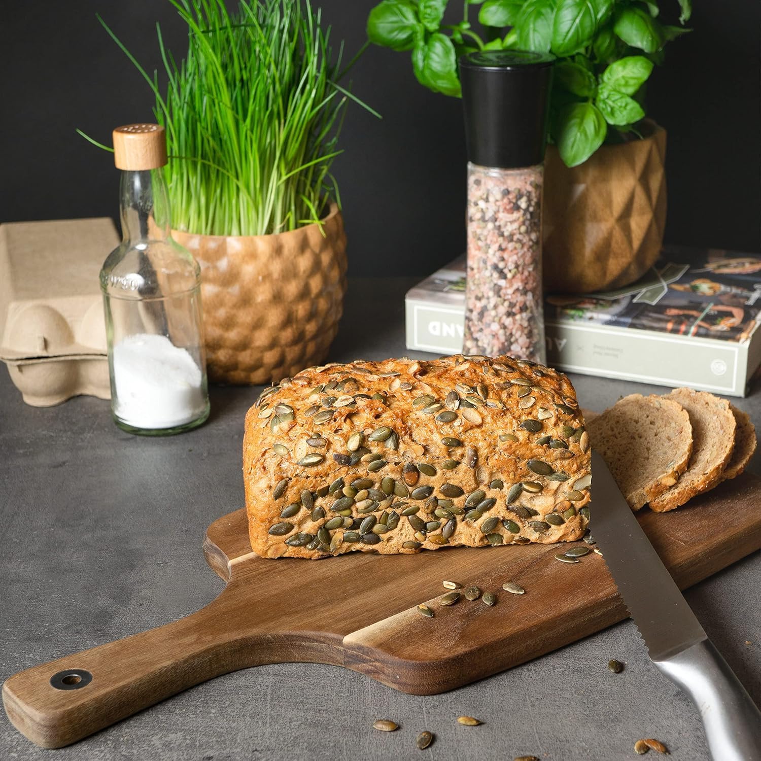 Acacia Wood Serving Board 18x9 Inch – Charcuterie, Cheese & Cutting Board with Handle