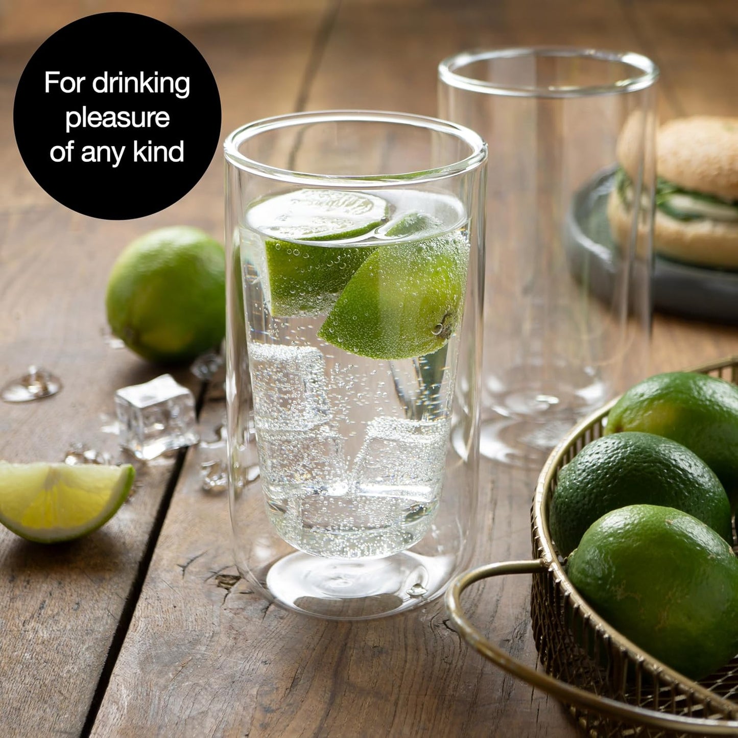 Set of 2 Double-Walled Glass Cups 350ml – Insulated, Reusable, Dishwasher Safe