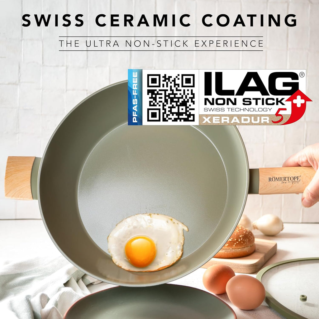 12" Nonstick Skillet with Lid – 4.2QT, Durable, Easy-Clean, Not Oven Safe Pan