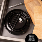 3-Tier Black Stoneware Cake Stand with Tongs – Elegant Dessert & Appetizer Display
