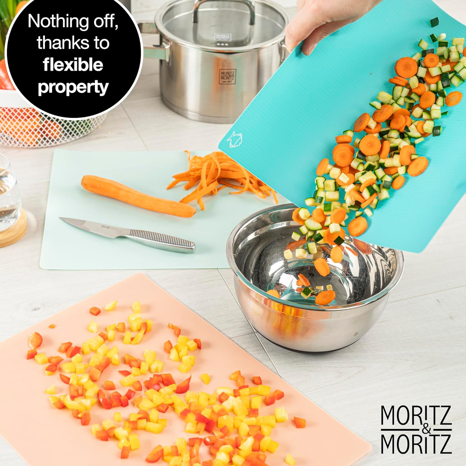 4-Pack Flexible Kitchen Cutting Mats | Color-Coded, Food-Safe & Durable