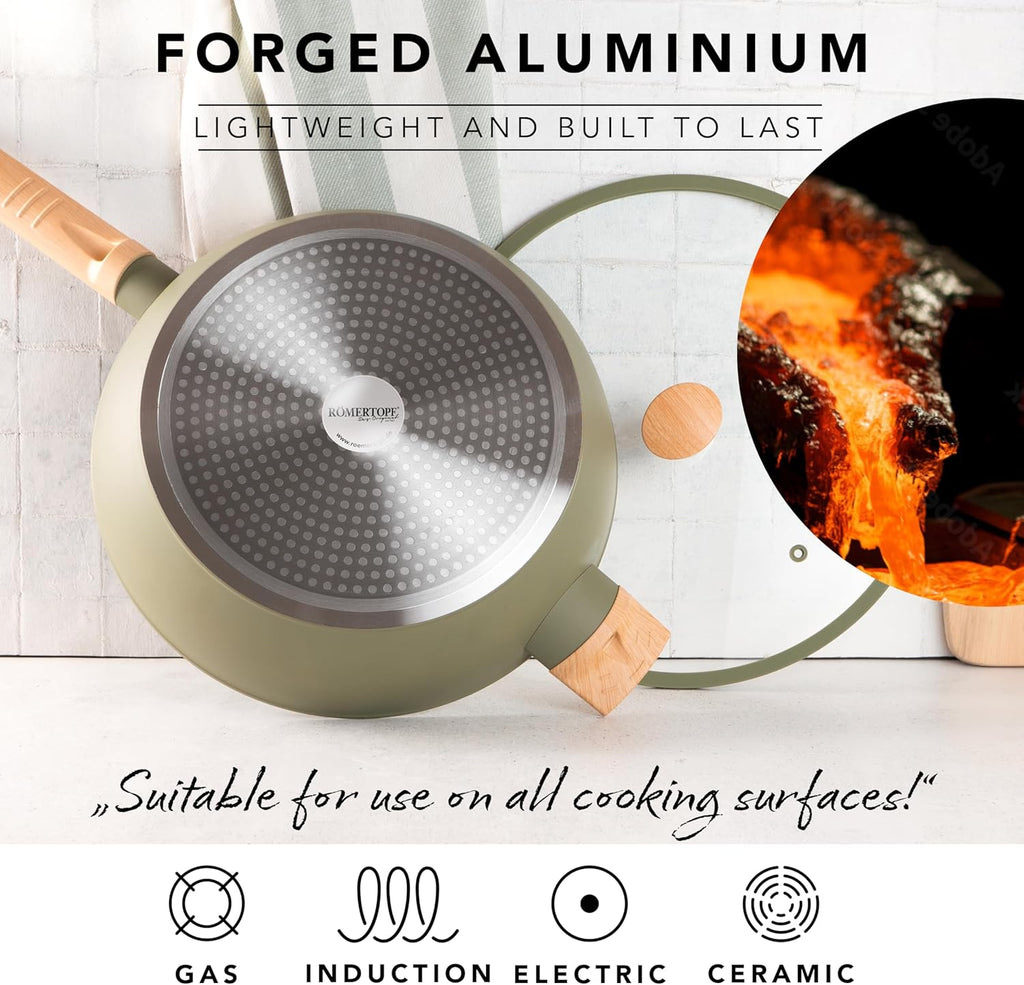 12" Nonstick Skillet with Lid – 4.2QT, Durable, Easy-Clean, Not Oven Safe Pan
