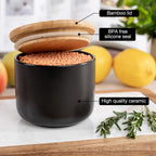 Set of 3 Ceramic Storage Jars 400–900ml – Black with Writable Surface & Lids