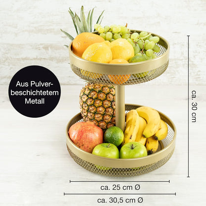 Gold Metal Fruit Bowl with Citrus Peeler – Modern Kitchen Storage & Decor