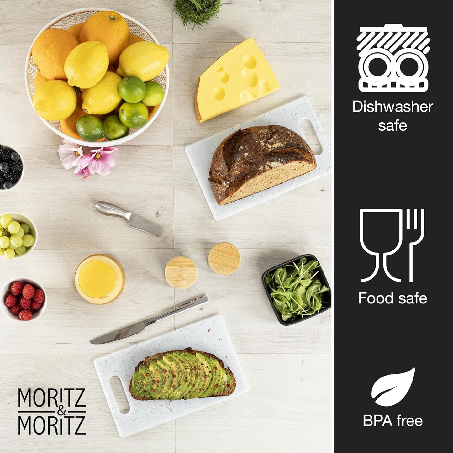 2-Pack BPA-Free Cutting Boards 9.8x5.9in – Non-Slip, Dishwasher Safe