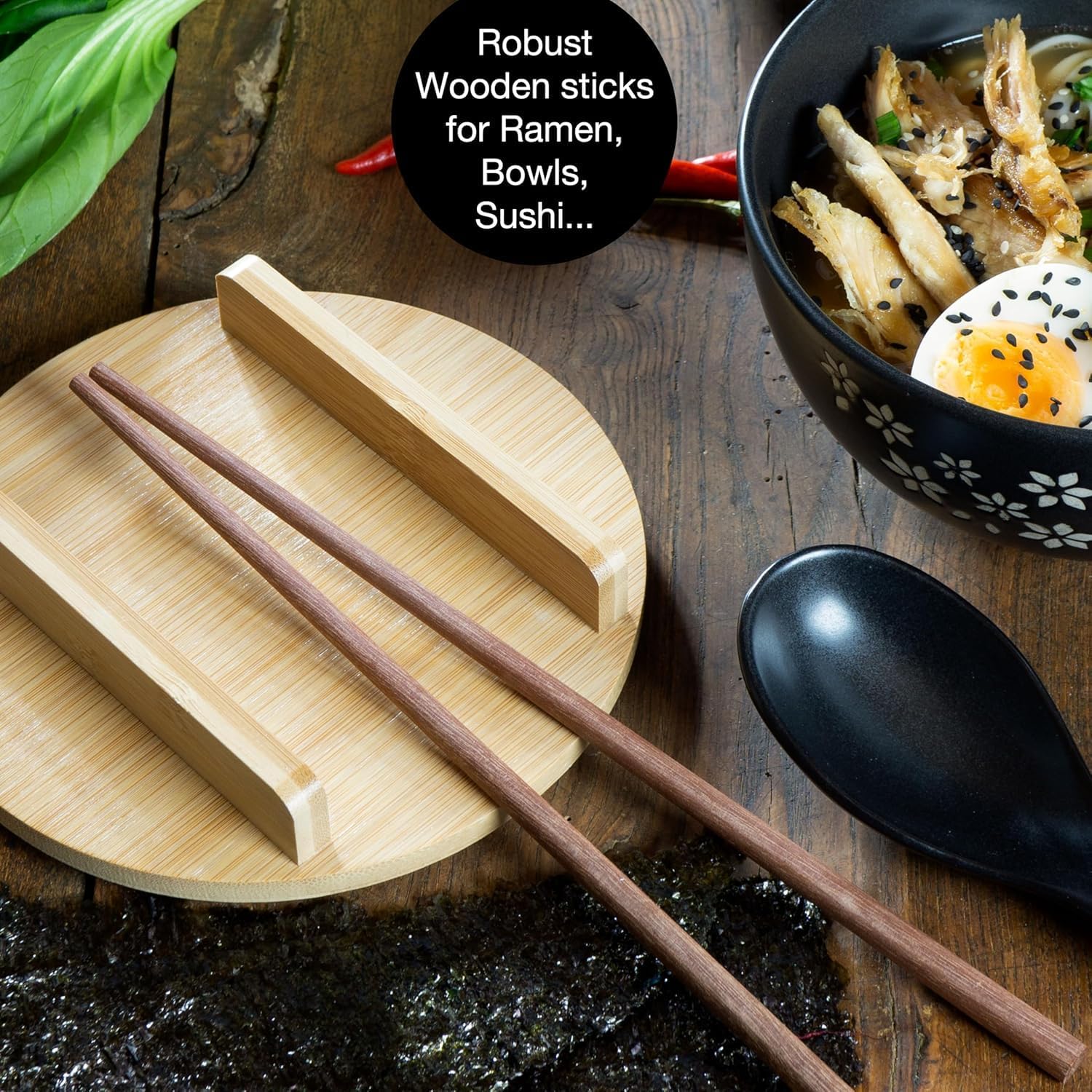 Ceramic Ramen Bowl Set with Lids, Spoons & Chopsticks – Asian Dinnerware