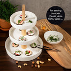3-Tier Porcelain Cake Stand with Tongs – Elegant Dessert Display for Parties & Events
