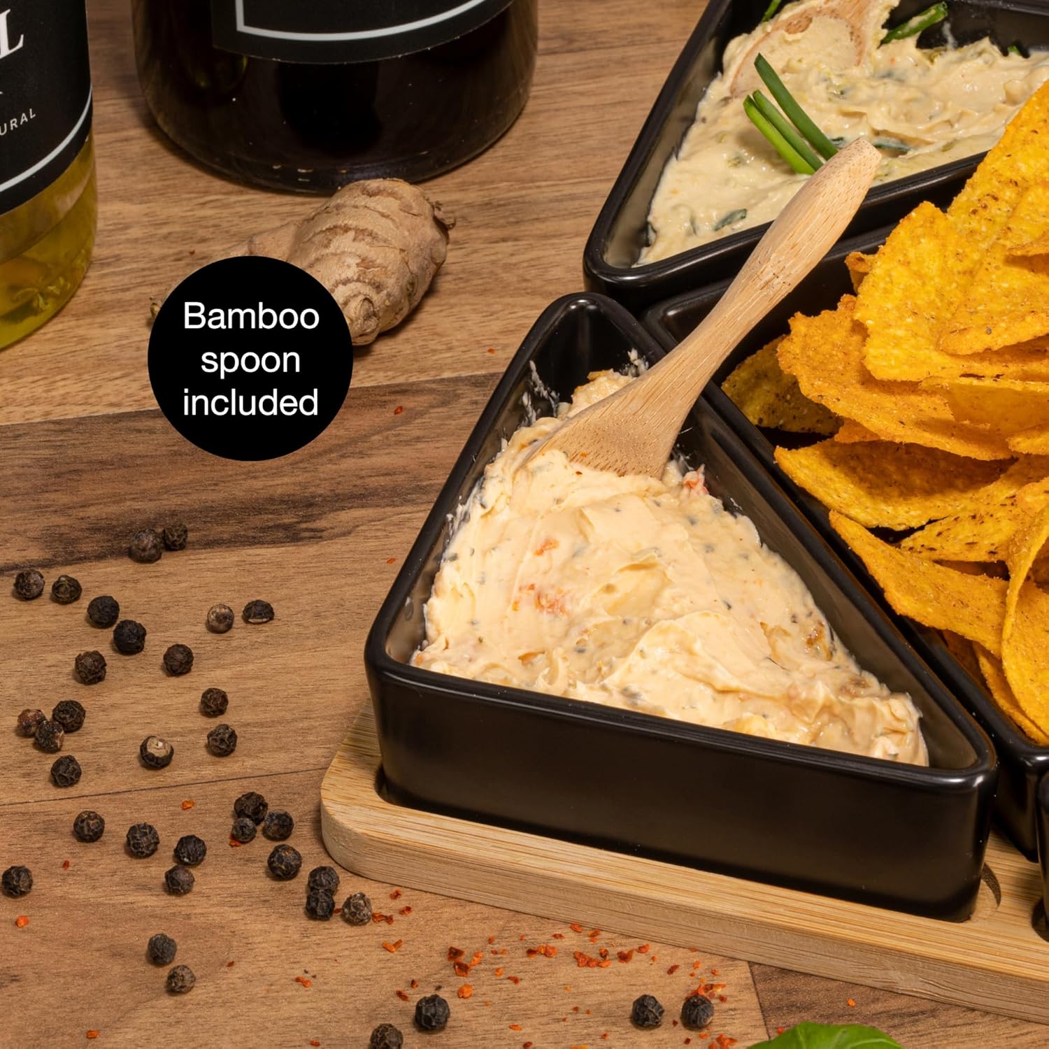 5-Piece Black Ceramic Dip Bowl Set