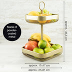 2-Tier Modern Gold Metal Fruit Cake Stand Display Bowl for Fruit, Bread, Vegetables