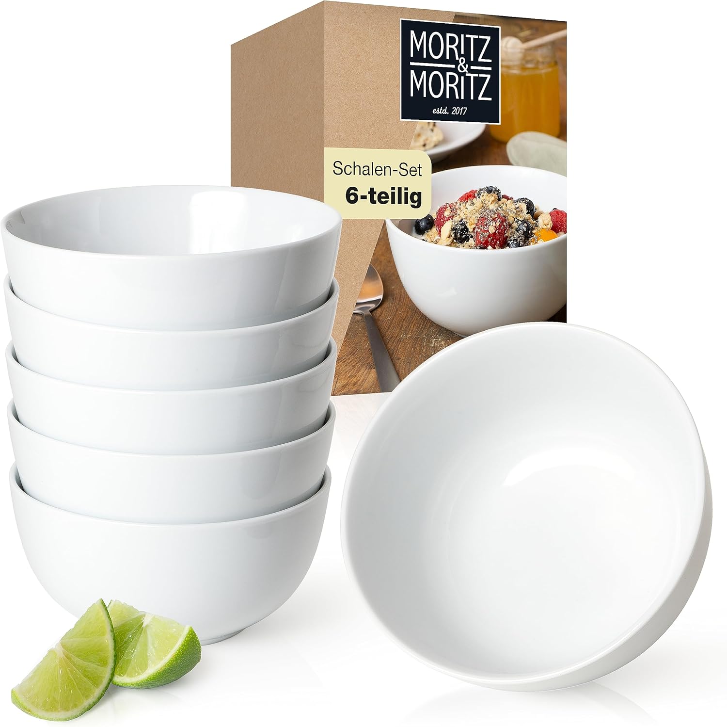 6-Piece White Porcelain Bowls