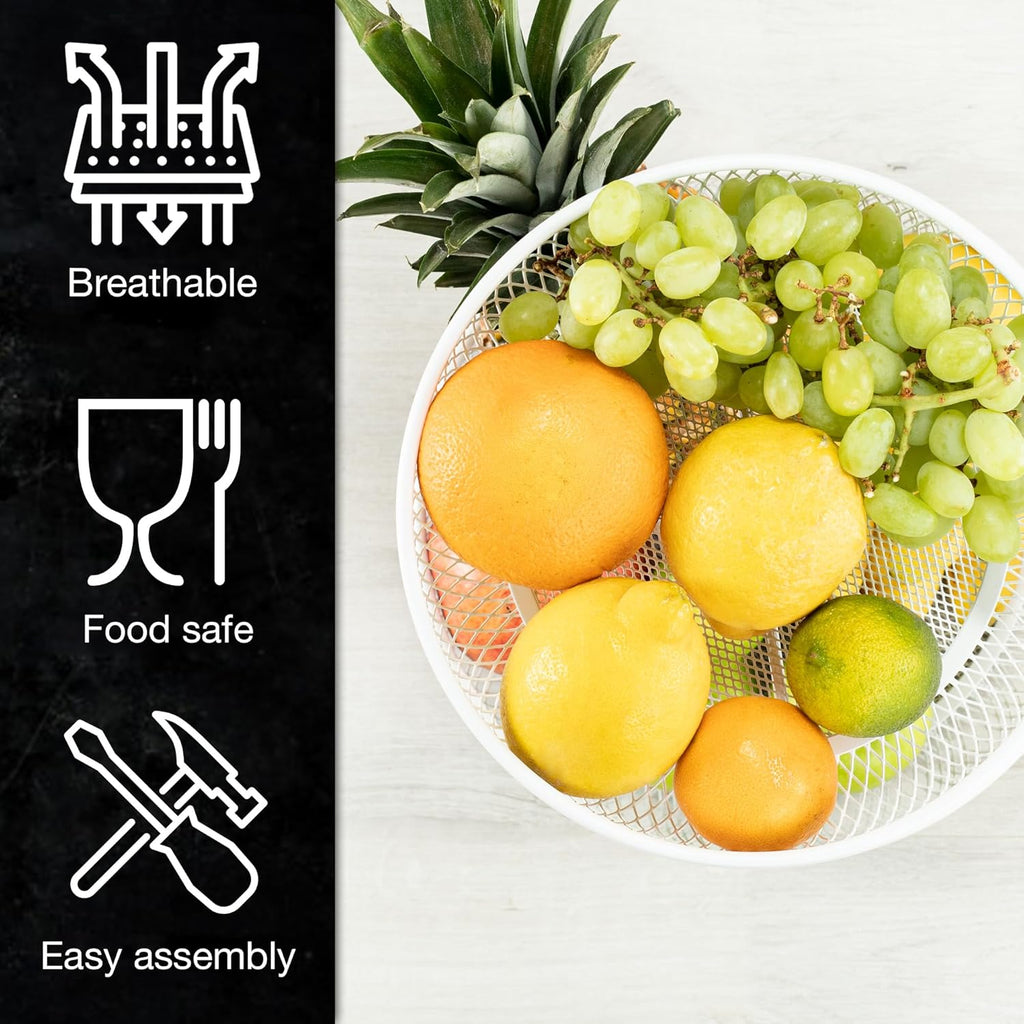 2-Tier White Metal Fruit Cake Stand with Citrus Zester | Bread & Dessert Display