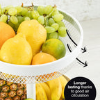 2-Tier White Metal Fruit Cake Stand with Citrus Zester | Bread & Dessert Display