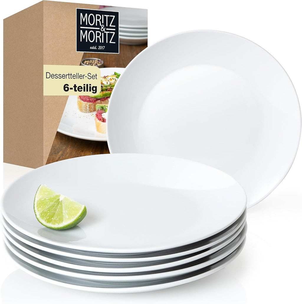 6-Piece White Porcelain Dessert & Snack Plates