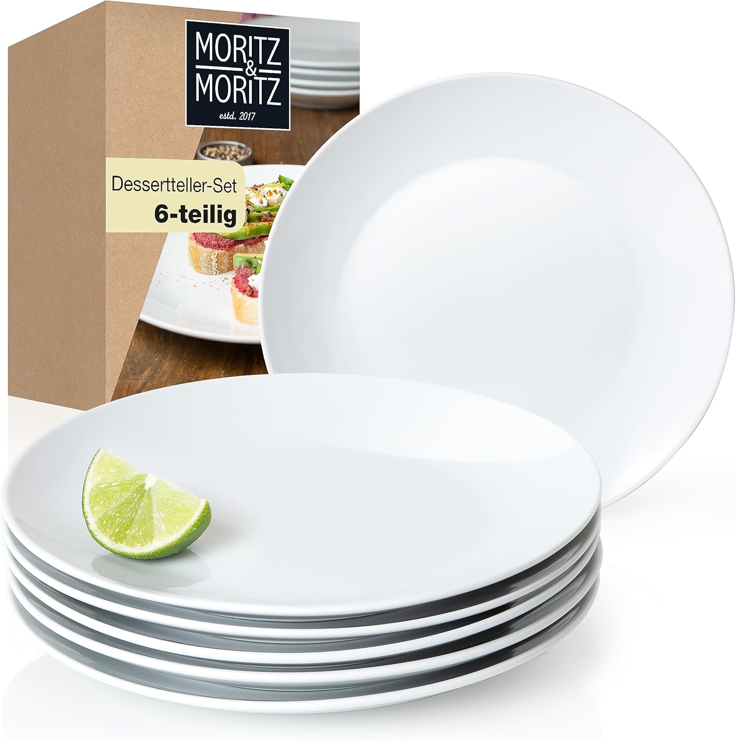 6-Piece White Porcelain Dessert & Snack Plates