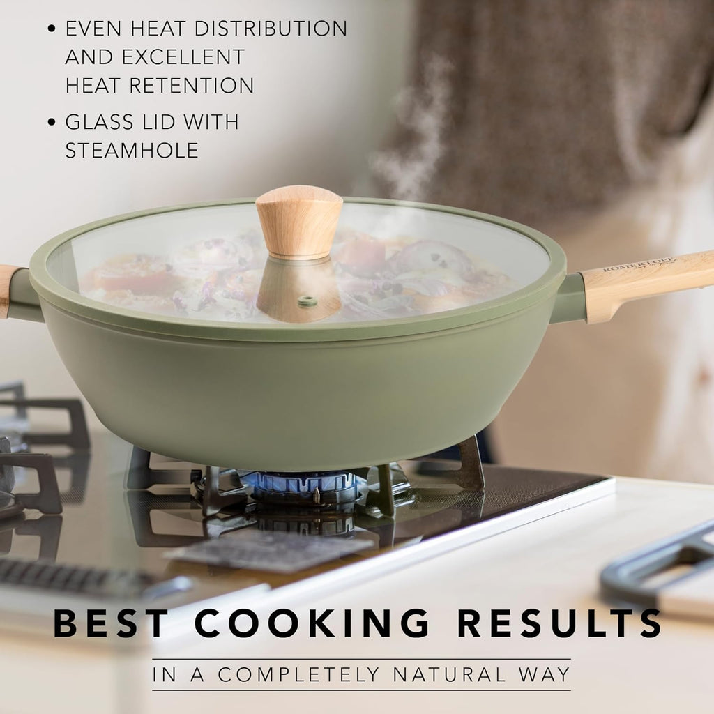 12" Nonstick Skillet with Lid – 4.2QT, Durable, Easy-Clean, Not Oven Safe Pan