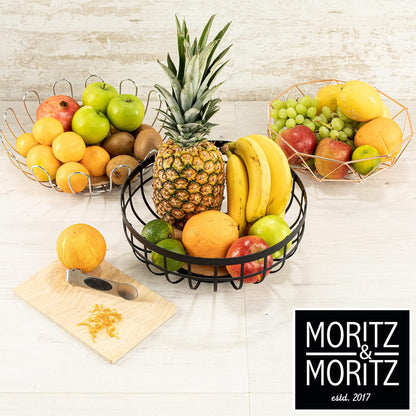 Rose Gold Fruit Bowl 27.5cm – Modern Metal Basket for Fruits, Gifts & Decor