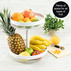 2-Tier White Metal Fruit Cake Stand with Citrus Zester | Bread & Dessert Display