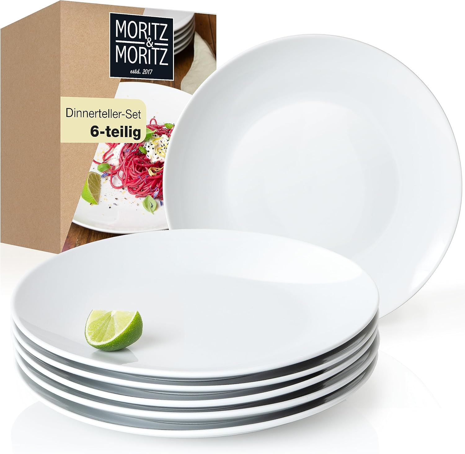 6-Piece White Porcelain Dinner Plates