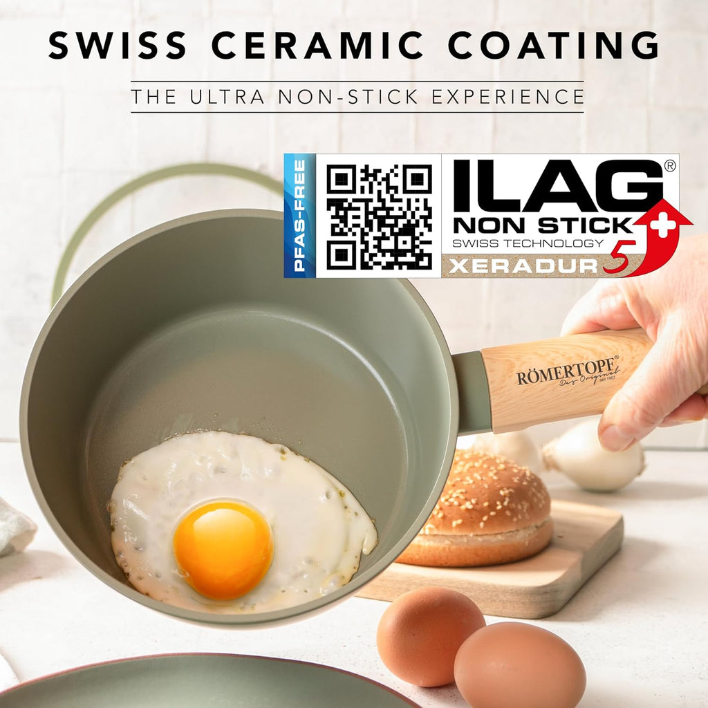 7" & 8" Ceramic Small Saucepan with Lid – 1.8QT & 2.5QT, Nonstick, Handwash