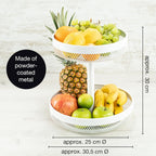 2-Tier White Metal Fruit Cake Stand with Citrus Zester | Bread & Dessert Display