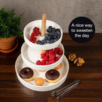 3-Tier Porcelain Cake Stand with Tongs – Elegant Dessert Display for Parties & Events